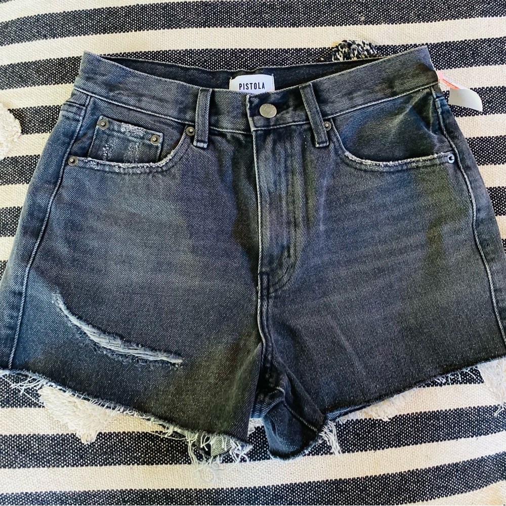 Pistola | faded black denim high rise shorts | size 27 | NWOT